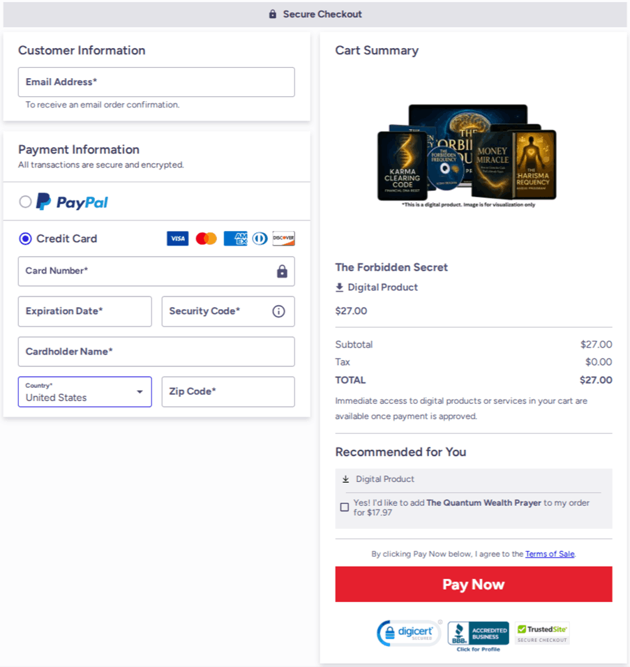 The Forbidden Secret Checkout